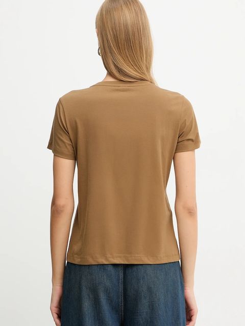 Pinko t-shirt bawełniany damski kolor brązowy 100535 A2RN