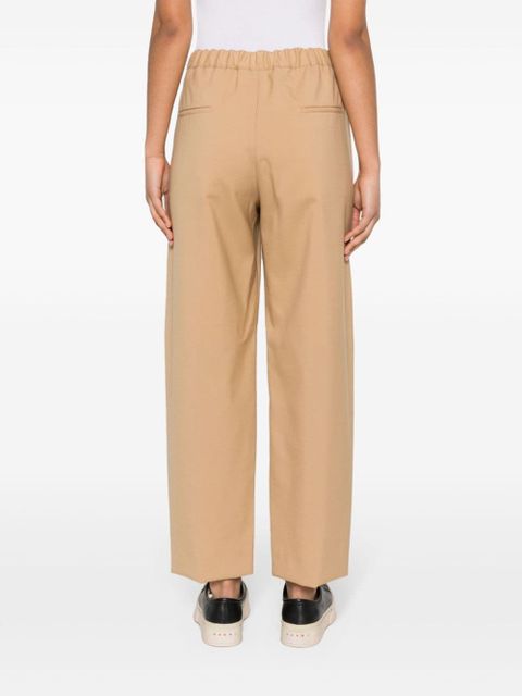 Marni logo-embroidered tapered trousers - Neutrals