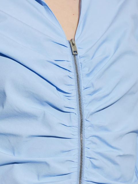 Alexander Wang zip-up ruched-detail shirt - Blue