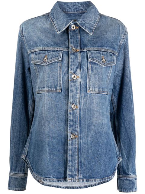 Rabanne chainmail-detail denim jacket - Blue