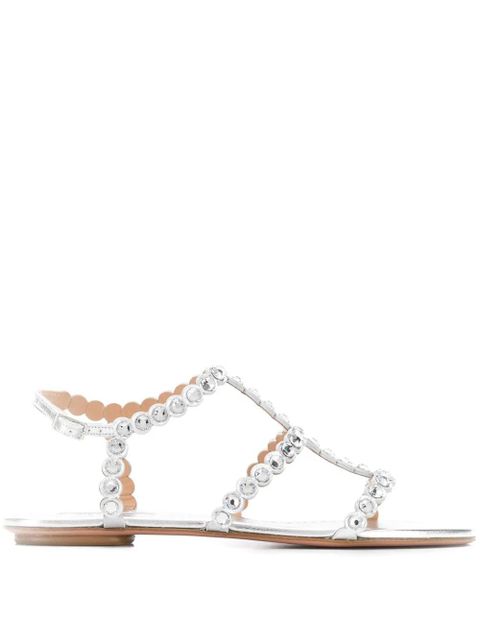 Aquazzura crystal flat sandals - Silver - zdjęcie produktu nr 1