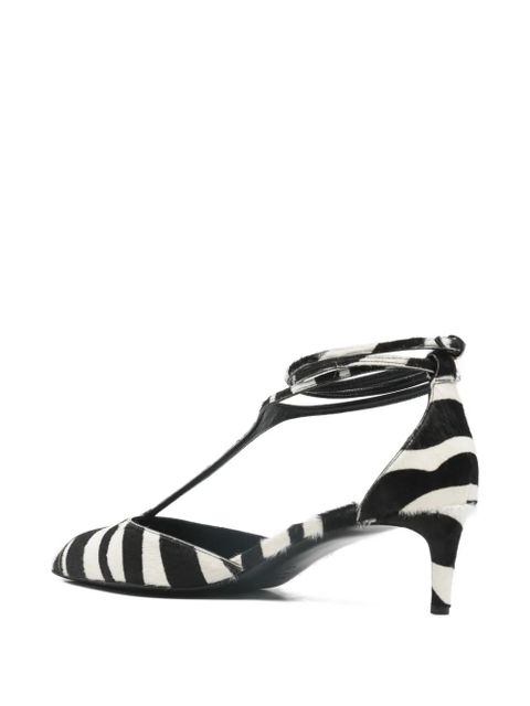 KHAITE Mia zebra print t-strap pumps - White