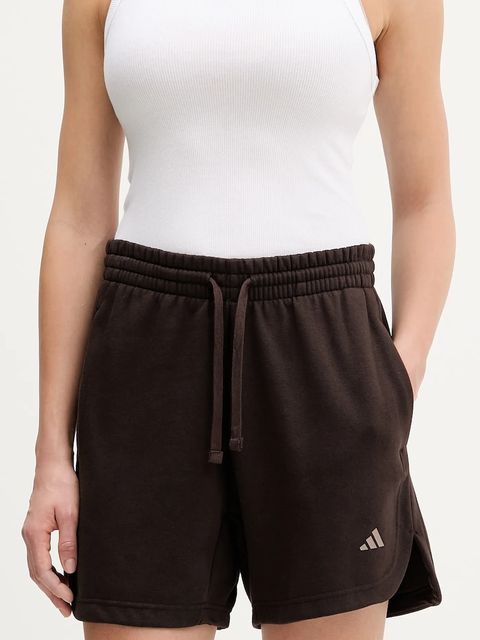 adidas szorty damskie kolor brązowy gładkie high waist KT0886 - zdjęcie produktu nr 1
