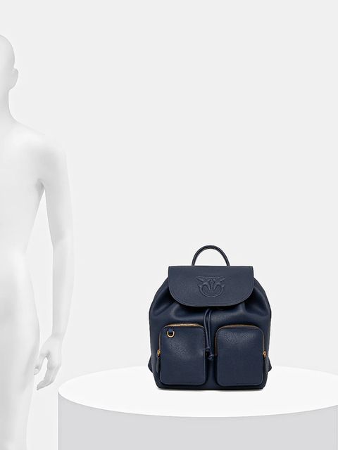 Pinko plecak skórzany damski kolor granatowy mały z aplikacją 104351 A29Q