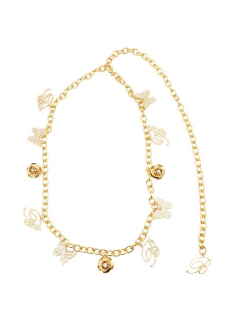 Blumarine rose-butterfly chain belt - Gold