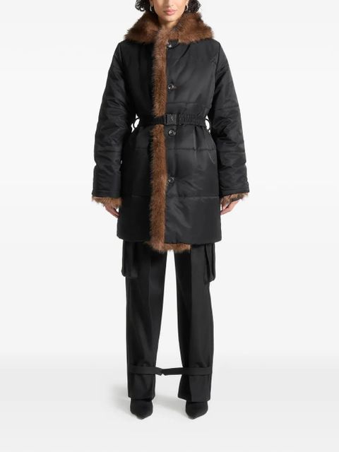 Manière De Voir Alima faux-fur belted coat - Black - zdjęcie produktu nr 2