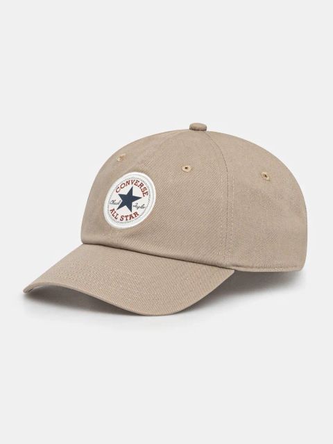 Converse czapka z daszkiem bawełniana kolor beżowy z aplikacją 10027421-A19