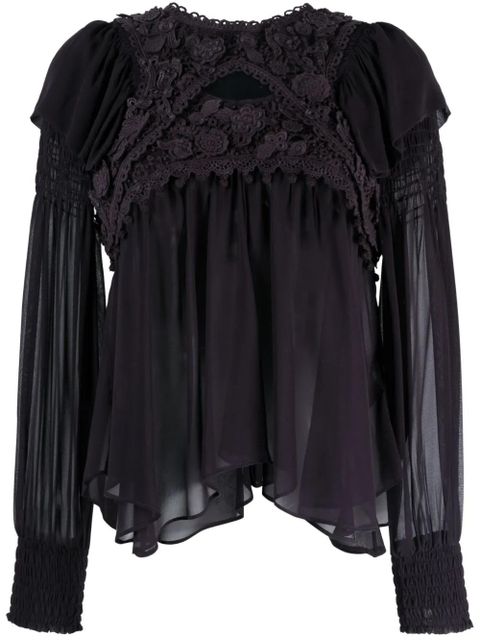 ISABEL MARANT Rokia lace-detail blouse - Black - zdjęcie produktu nr 1
