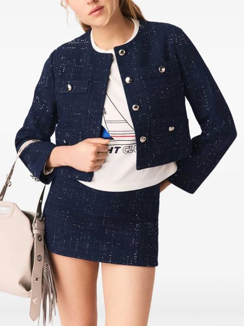 Maje buttoned tweed blazer - Blue