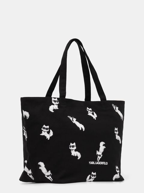 Karl Lagerfeld torebka bawełniana IKON kolor czarny B1W50053 - zdjęcie produktu nr 2