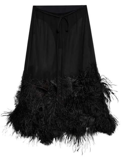 The Attico feather-trim midi skirt - Black - zdjęcie produktu nr 1
