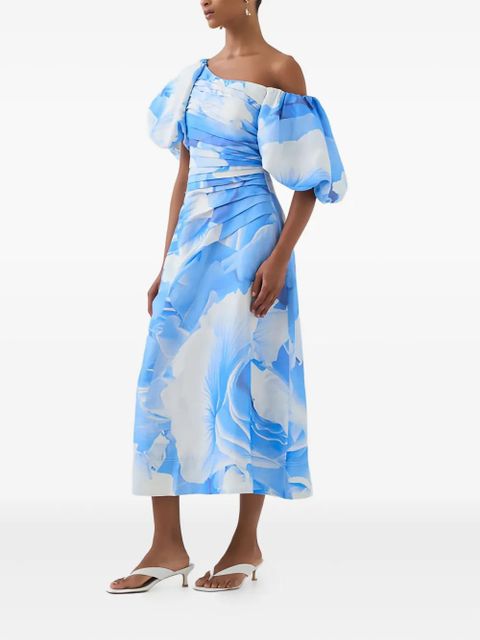 Aje Cadence ruched one-shoulder midi dress - Blue - zdjęcie produktu nr 2