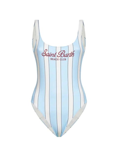 MC2 Saint Barth Lora striped logo-print swimsuit - Blue - zdjęcie produktu nr 1