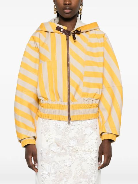 FENDI striped hooded jacket - Yellow