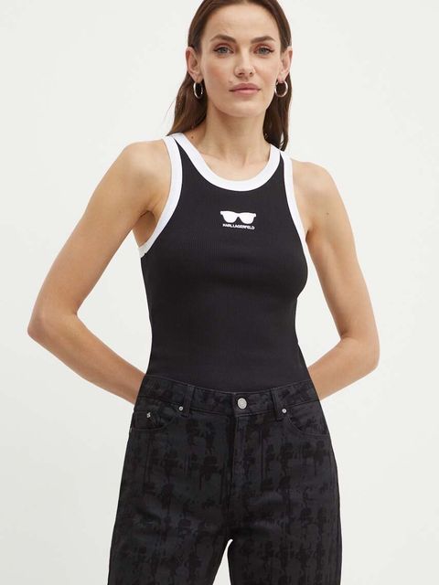 Karl Lagerfeld top damski kolor czarny 245W1719 - zdjęcie produktu nr 1