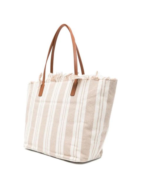 MC2 Saint Barth City striped fringed tote bag - Neutrals