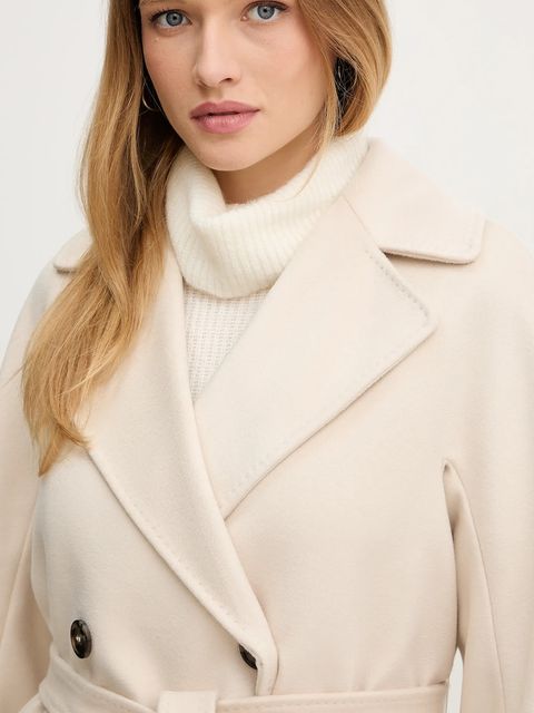 Weekend Max Mara płaszcz wełniany RESINA kolor beżowy 2525016102600