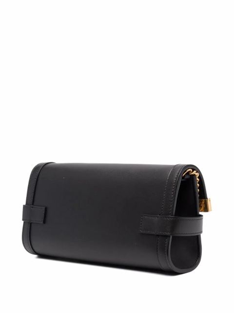 Balmain logo-clasp leather clutch - Black