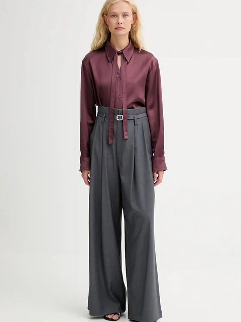 ISABELLE BLANCHE koszula damska kolor bordowy relaxed z kołnierzykiem klasycznym IS25FW-C059-T008