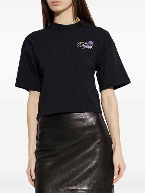 Diesel T-Cropyn floral-print cropped T-shirt - Black