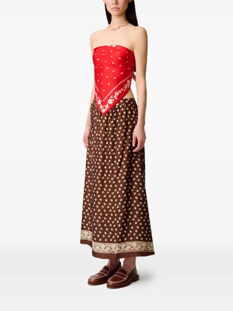 Claudie Pierlot floral-print midi skirt - Brown