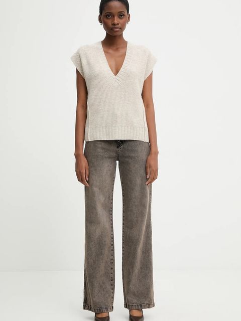 United Colors of Benetton kamizelka z dodatkiem wełny damski kolor beżowy 126WD4033 - zdjęcie produktu nr 2