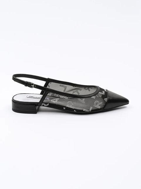 Karl Lagerfeld baleriny KERRIE kolor czarny z odkrytą piętą KL40153 - zdjęcie produktu nr 1