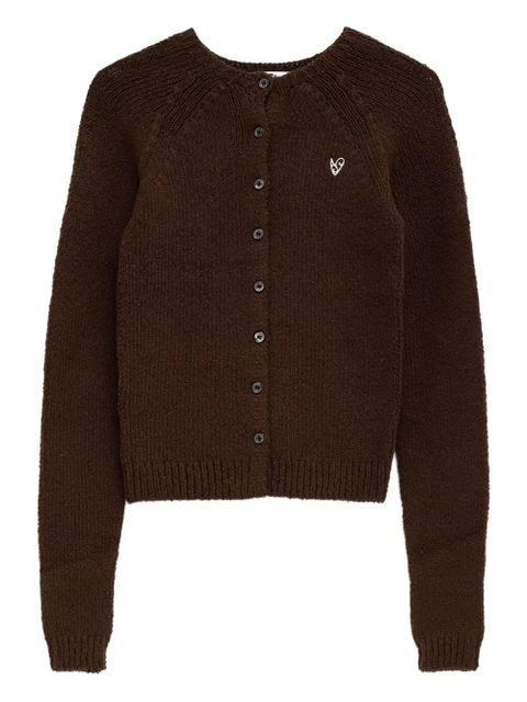 Acne Studios heart-embroidered buttoned cardigan - Brown - zdjęcie produktu nr 1