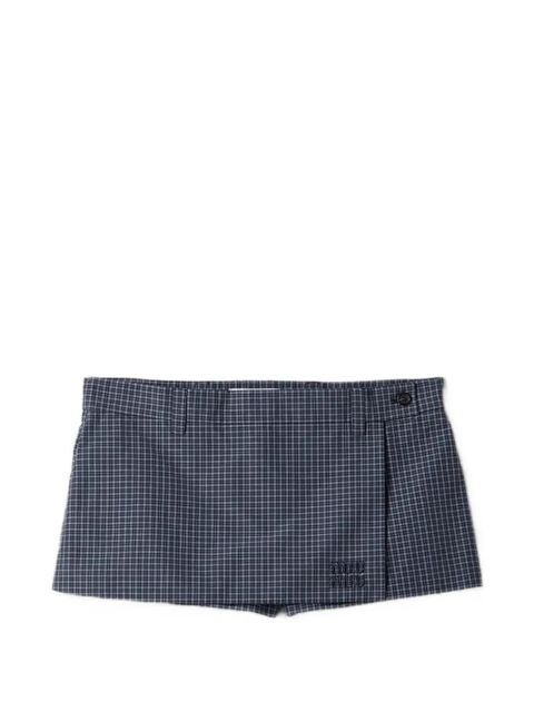 Miu Miu check-pattern mini skirt - Blue - zdjęcie produktu nr 1