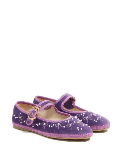 Valentino Garavani Endouce velvet Mary-Jane ballet flats - Purple