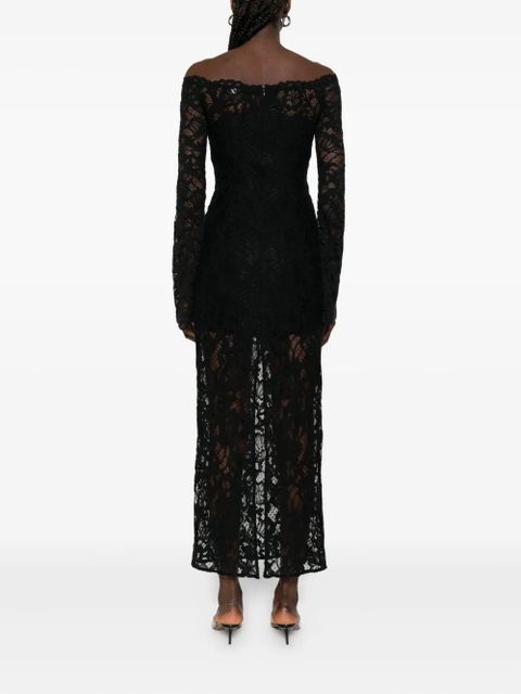 MANURÍ lace-embellished boat-neck maxi dress - Black