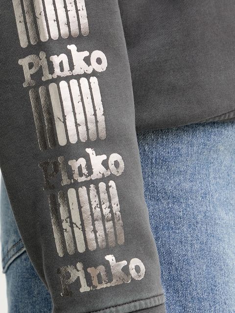 Pinko bluza bawełniana damska kolor szary z nadrukiem 104618 A2V7