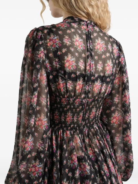 Dolce & Gabbana long-sleeves floral midi dress - Black