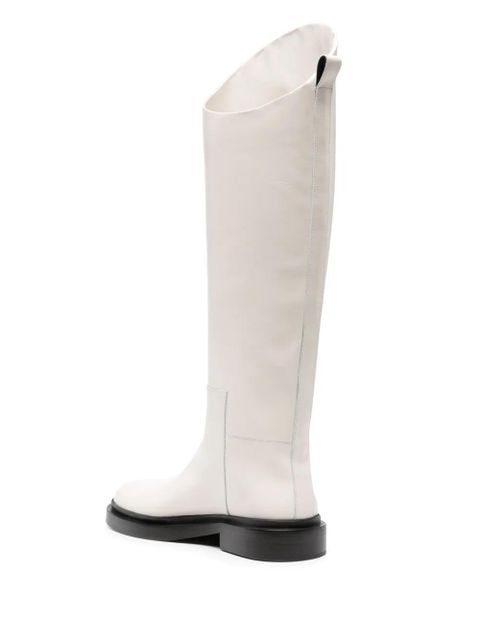 Jil Sander leather knee-high riding boots - White