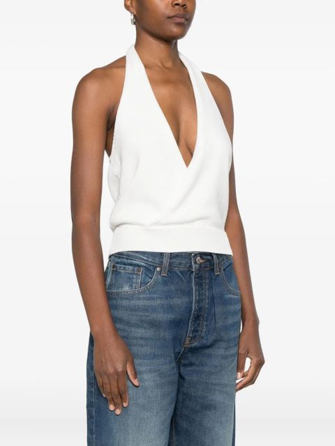 Aya Muse halterneck knitted tank top - White