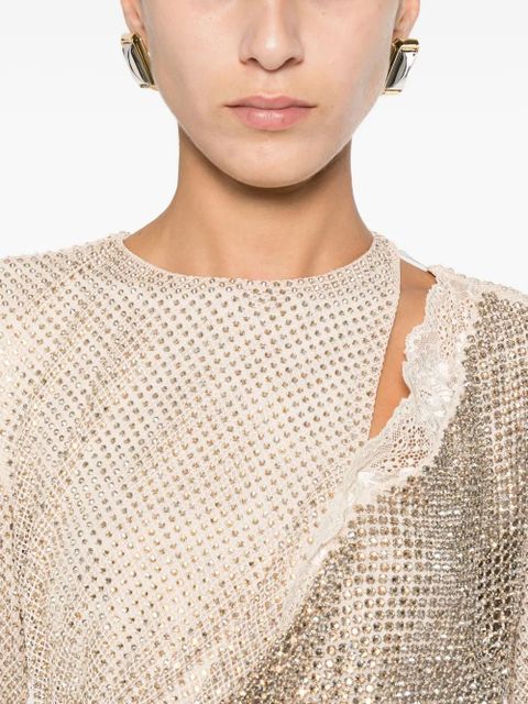 Self-Portrait cut-out mini dress - Neutrals