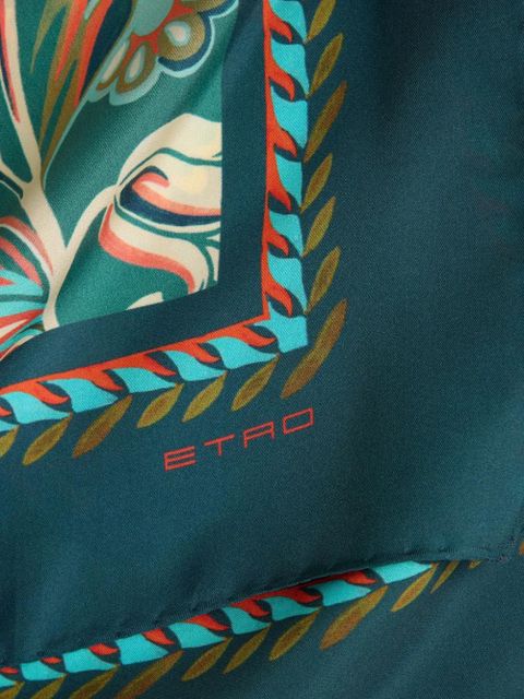 ETRO daffodil-motif silk scarf - Green - zdjęcie produktu nr 2
