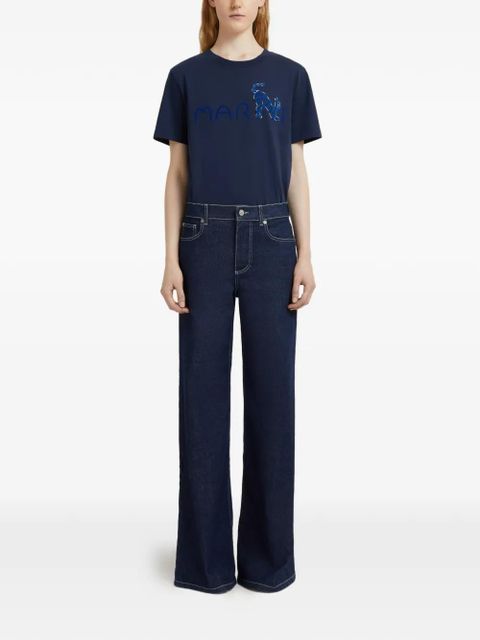 Marni embroidered-logo trousers - Blue - zdjęcie produktu nr 2