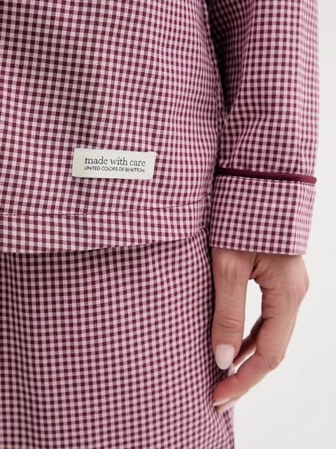 United Colors of Benetton koszula piżamowa damska kolor bordowy bawełniana 4MYG3M00D