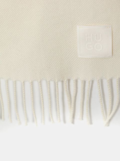 HUGO szalik wełniany Bisette kolor beżowy gładki 50517683