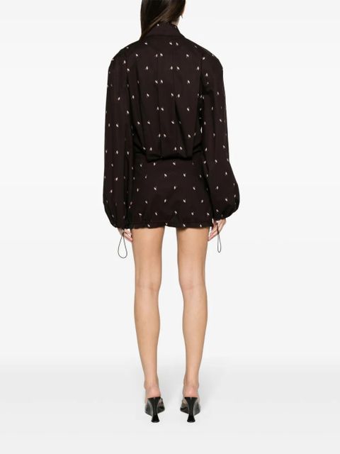 The Attico logo-print cotton shirt dress - Brown