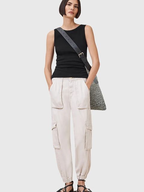 AllSaints top bawełniany KATARINA damskie kolor czarny W192JC