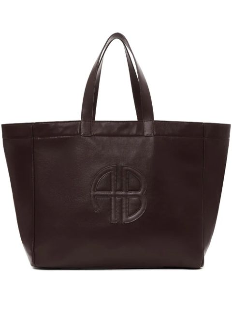 ANINE BING large Rio logo-plaque leather tote bag - Red - zdjęcie produktu nr 1