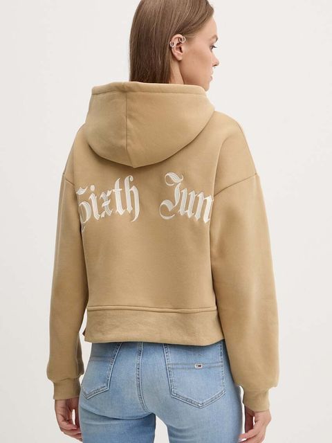 Sixth June bluza damska kolor beżowy z kapturem z aplikacją