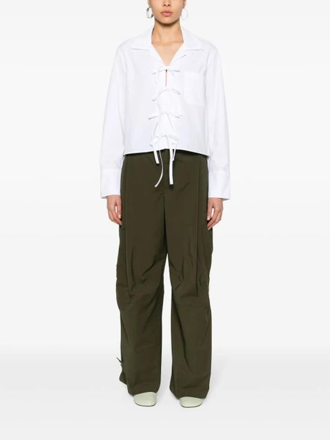 JW Anderson bow-tie cotton cropped shirt - White