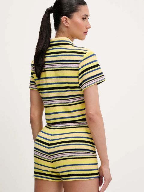 adidas Originals koszula Towel S Tee damskie kolor żółty slim z kołnierzykiem klasycznym JC5333