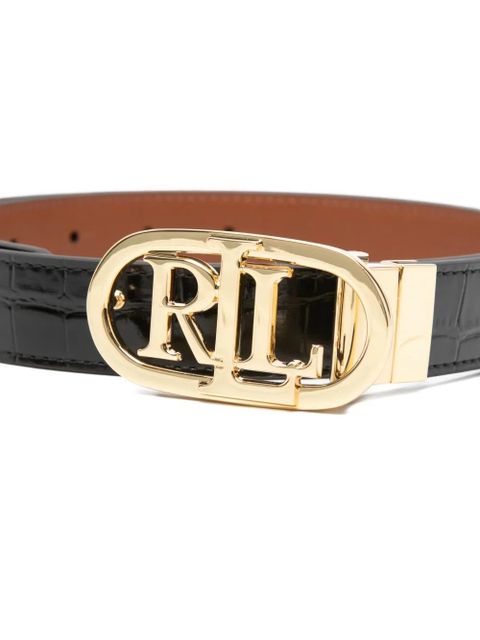 Lauren Ralph Lauren leather logo-detail buckle belt - Black