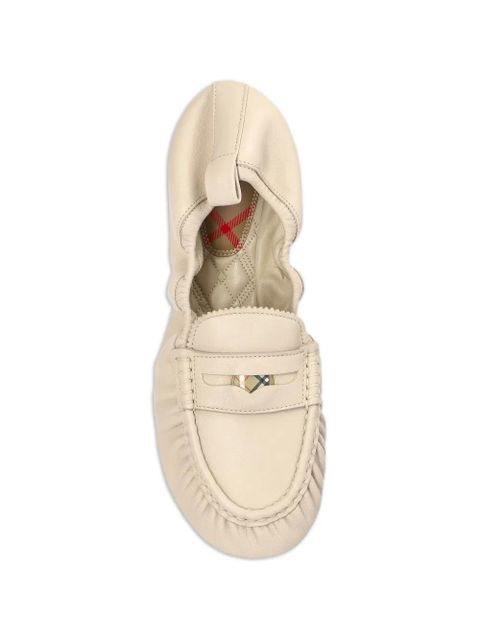 Burberry Fawn ruched leather ballet flats - Neutrals