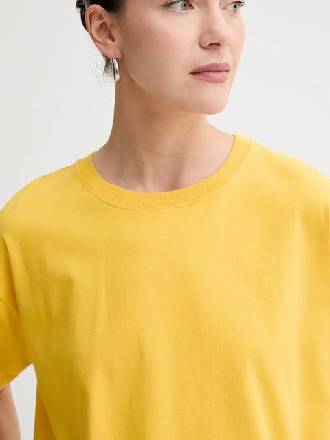 American Vintage t-shirt bawełniany damski kolor żółty FIZ02A