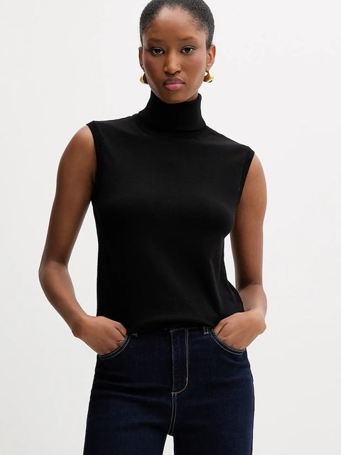 Silvian Heach kamizelka WARMI damski kolor czarny lekki z golfem GPA25037LU - zdjęcie produktu nr 1